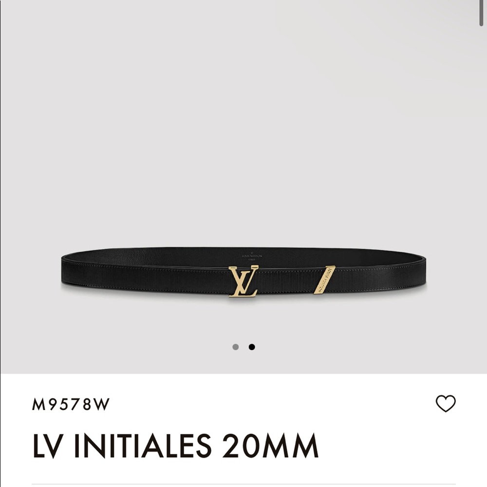 Louis Vuitton Belt Initials Black Gold 20MM Size 80 Skinny Belt